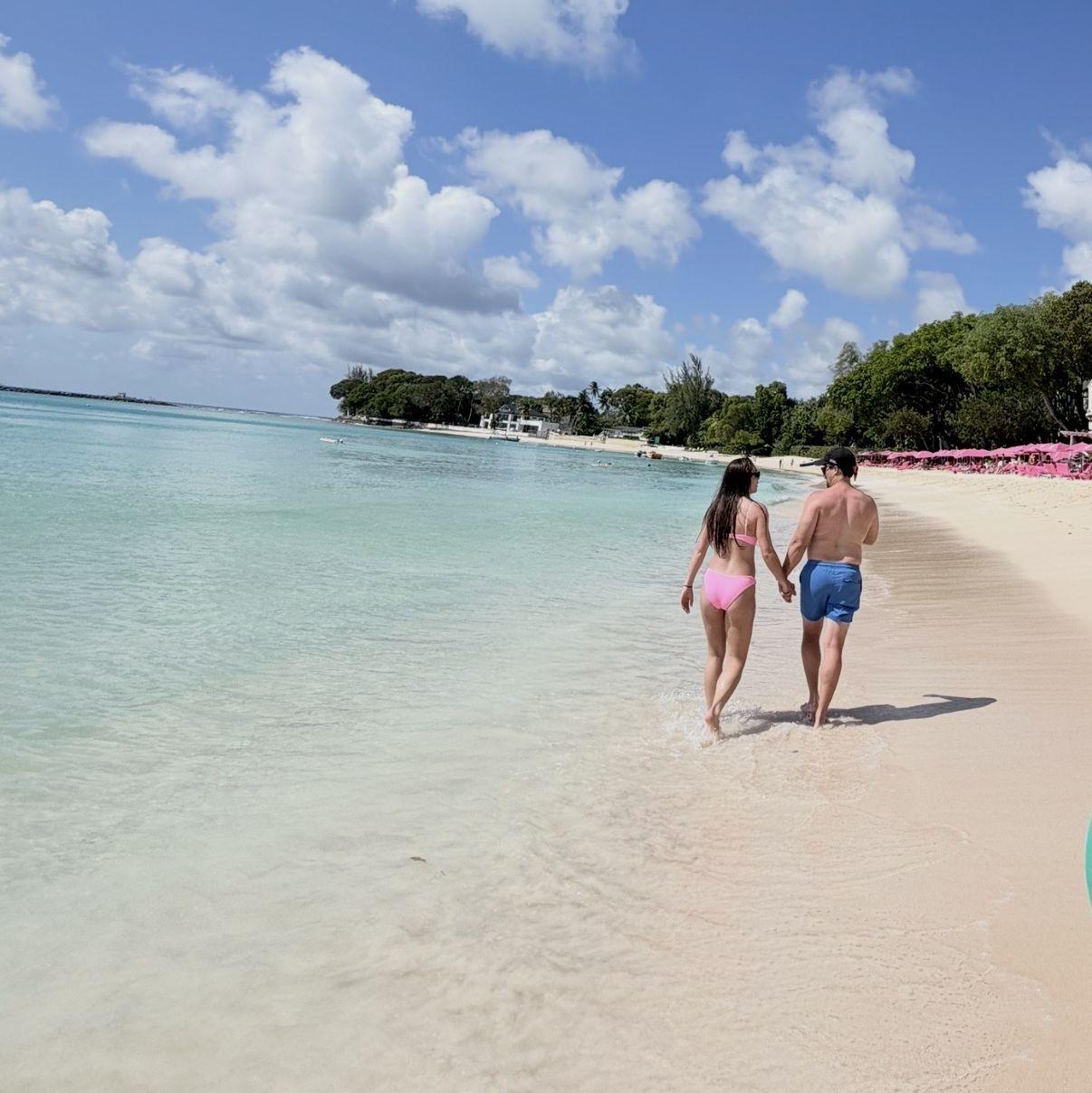 Beach walks in Barbados 🤍