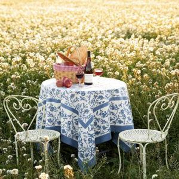 French Tablecloth Granada Cornflower Blue