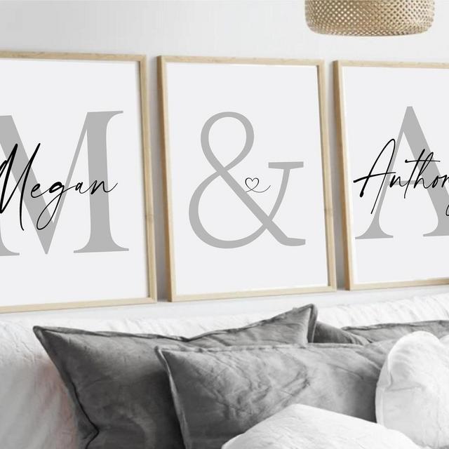 Personalised Couple Prints,Couple Initials,Bedroom Decor,Set Of 3 Prints,Couple Gift,Bedroom Wall Art,Bedroom Prints,Couple Names,Above Bed