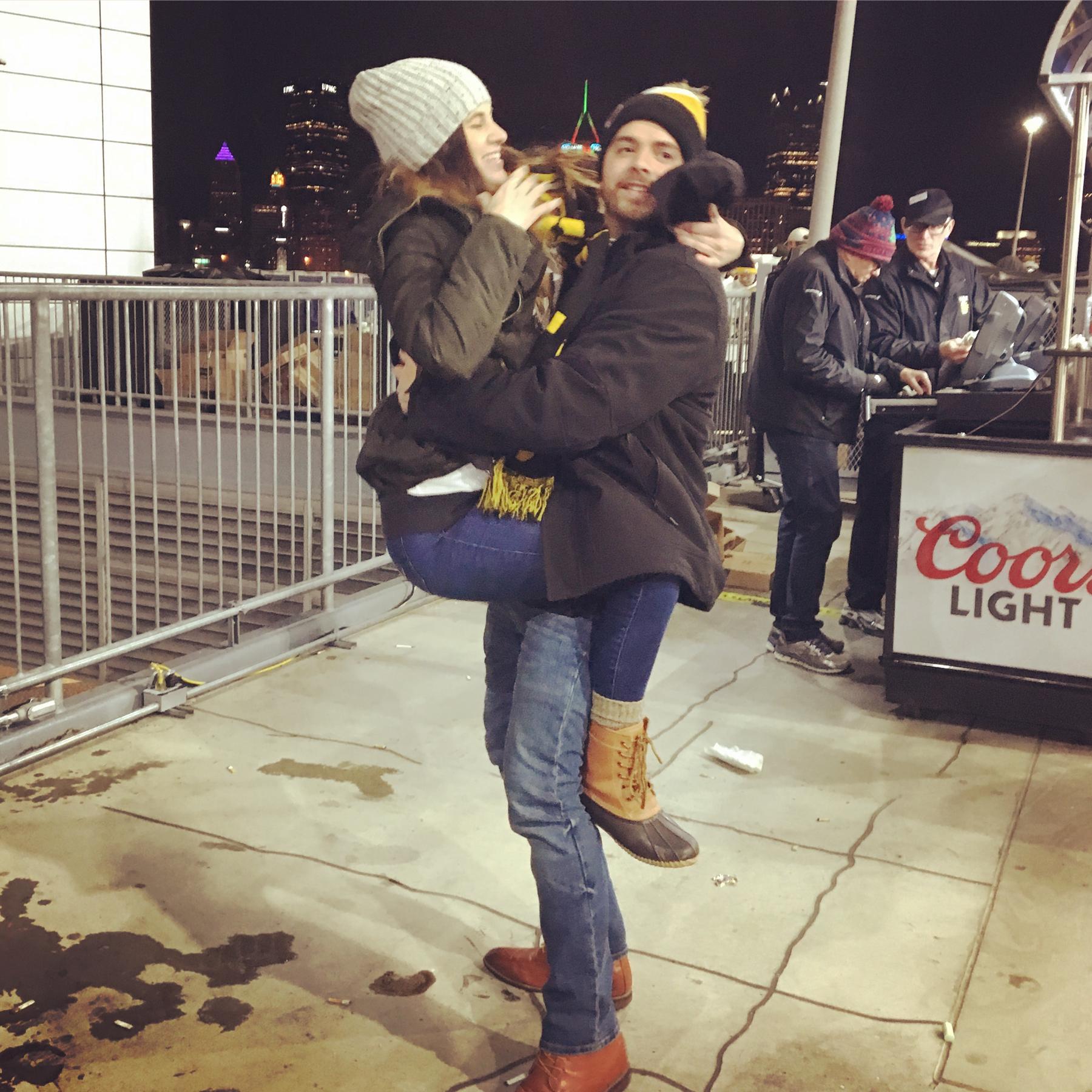 We have been to two NFL games together and both were times we will never forget. This one, Justin lost the tickets and the other, if you know about Matt Shanahan’s NASCAR jacket, you know.