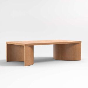 Crate & Barrel Light Brown Oak Wood 54" Rectangular Coffee Table