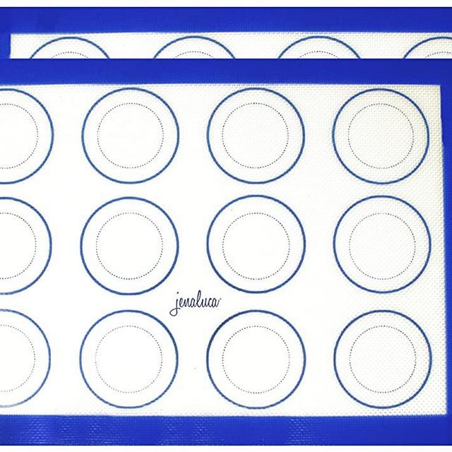 Jenaluca Silicone Baking Mat 2 Pack Non Stick with Cookie Measurements Heat Resistant for Cookies & Other Pastries or Meat - 16.5 x 11.6