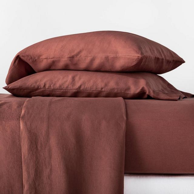 King Textured Chambray Cotton Comforter & Sham Set Warm Brown - Casaluna™