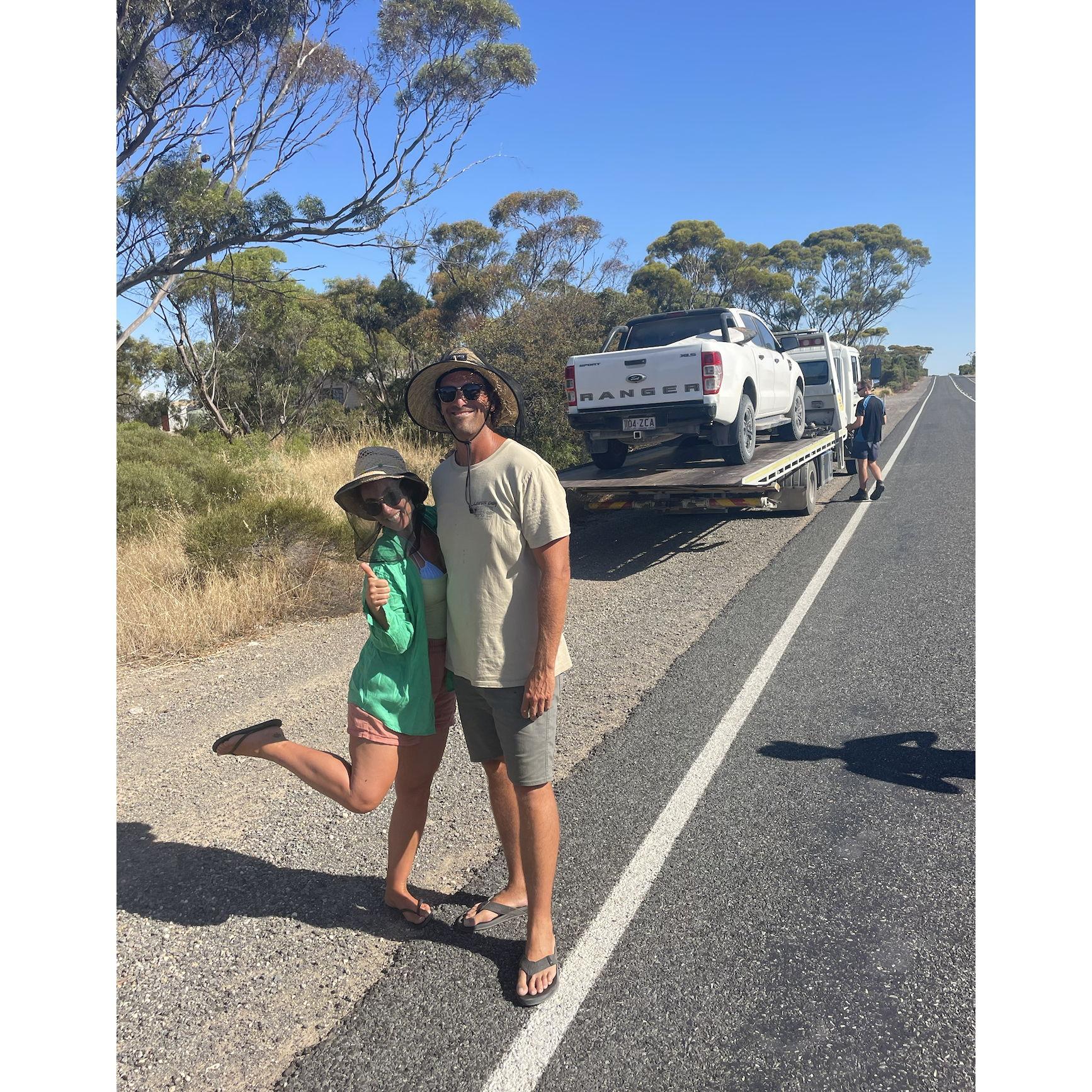 When our engine blew up in the middle of rural South Australia... and we got taken to the "nearest" town called Balaklava