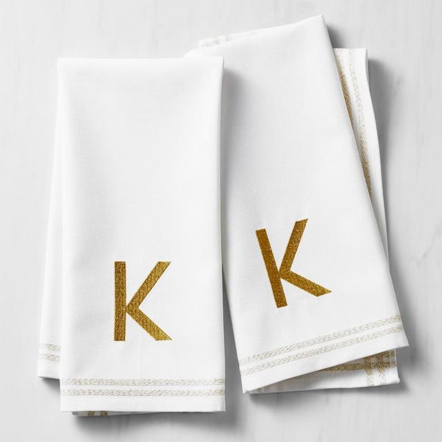 Monogram Towels, 20" X 30", Set of 2, Gold K