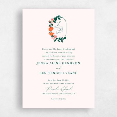 Emerald, Green Wedding Invitation - Brighton Portrait