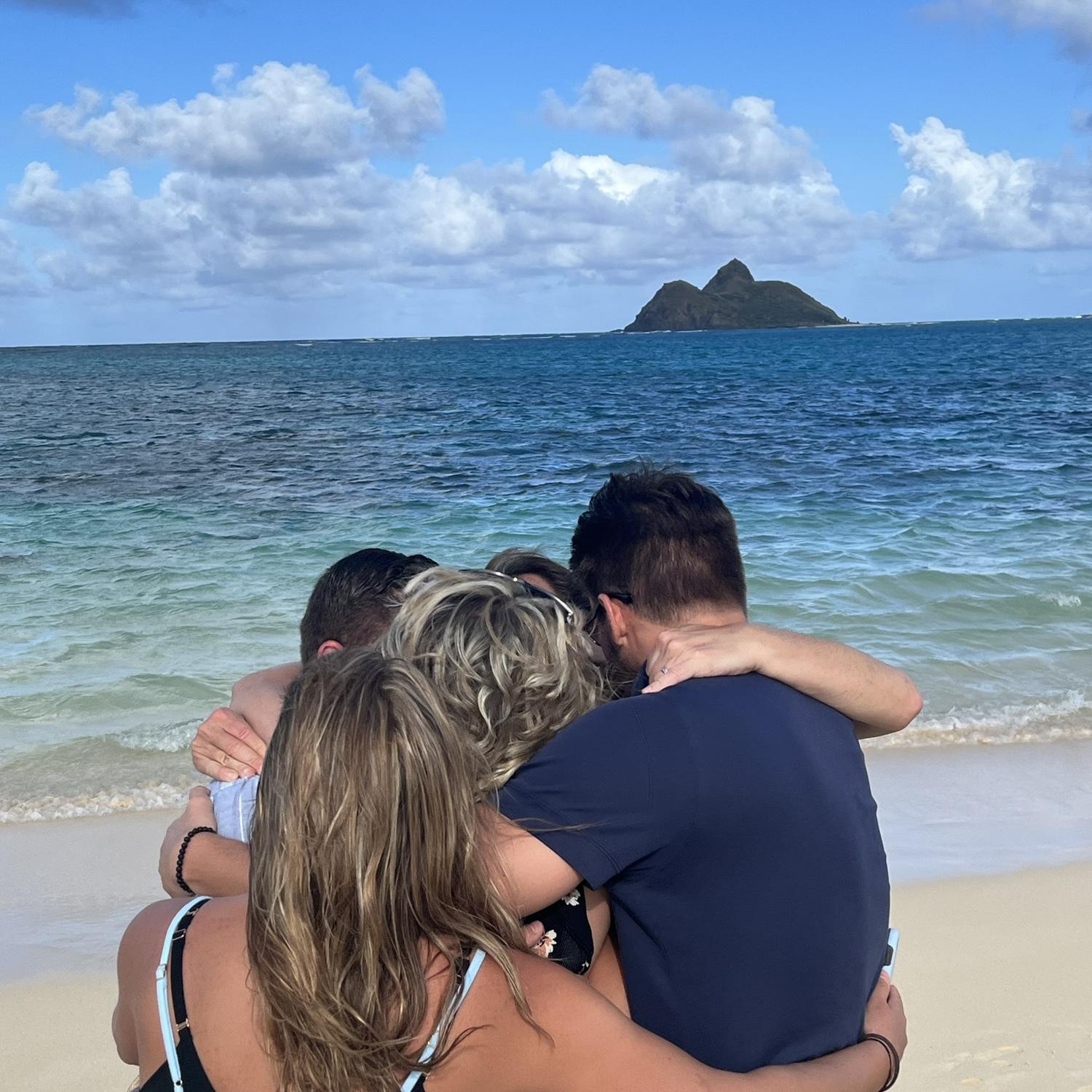 Engagement group hug with the Hayes fam!