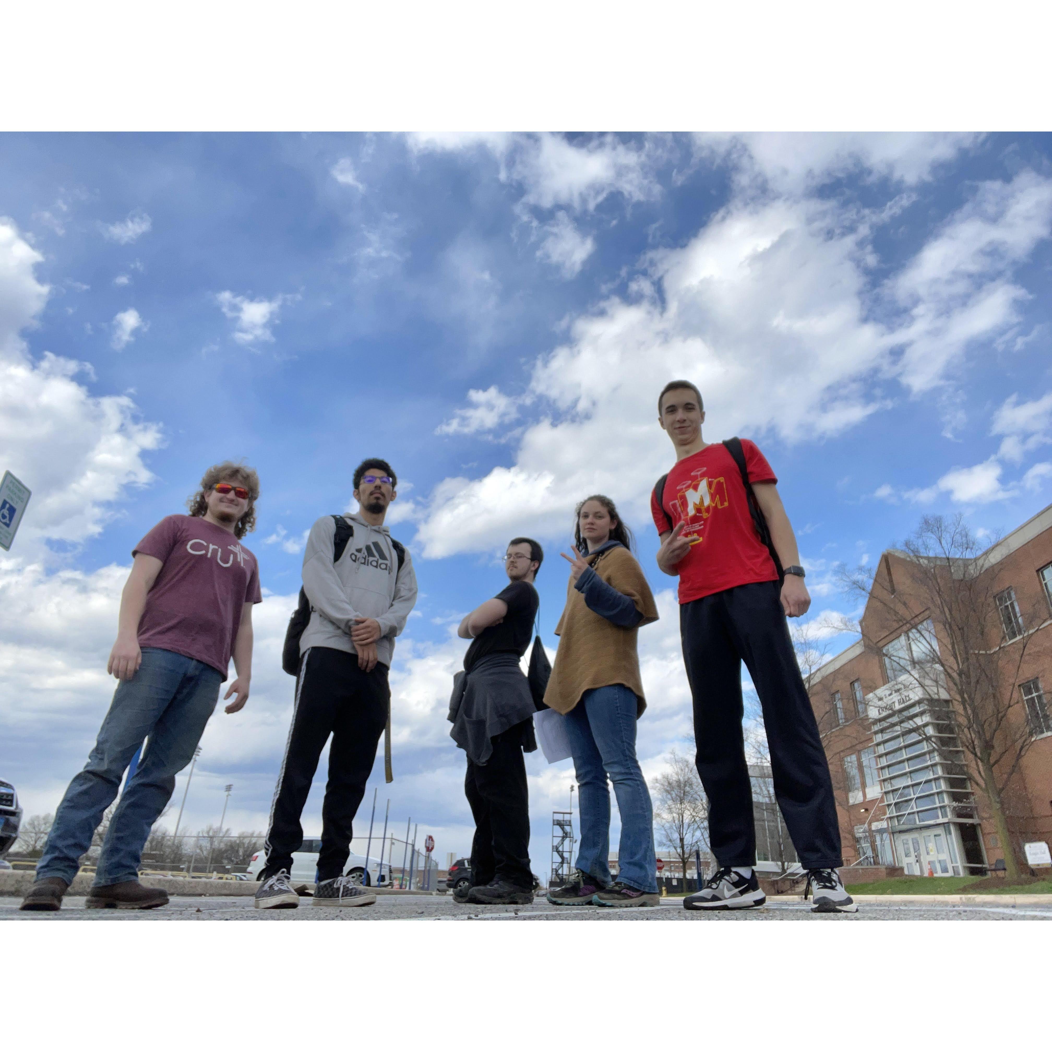 Band cover pose with UMD Cru friends