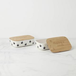 Apple Toss Rectangle Bowl with Lid, Set of 2