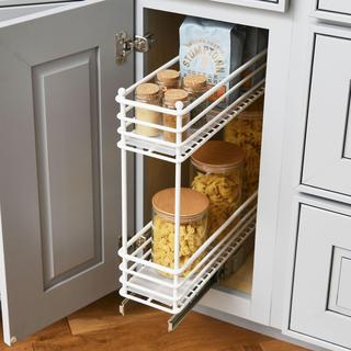 Narrow 2-Tier Sliding Cabinet Organizer
