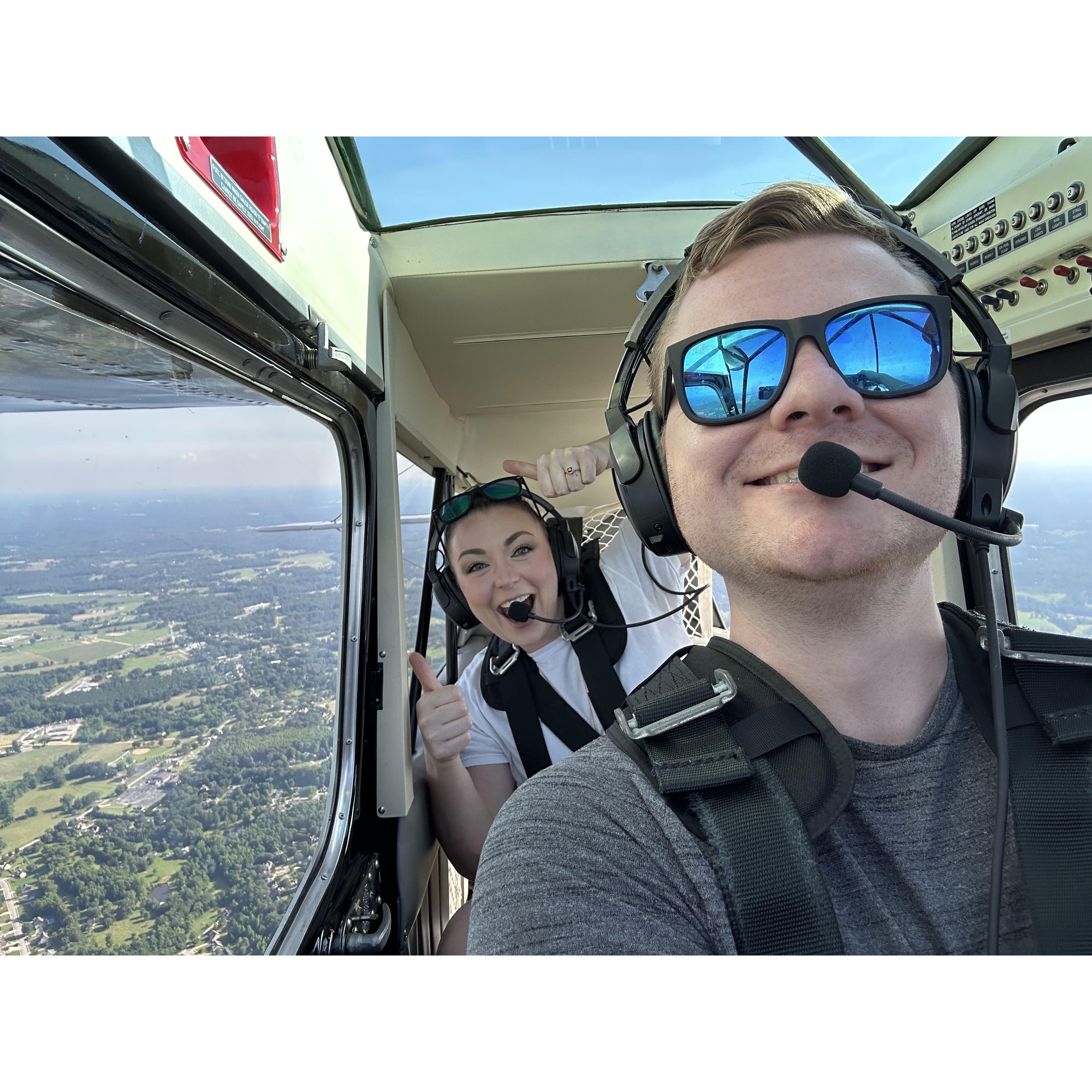 The first time Cole got to take Callie flying in his plane after MONTHS of it getting redone