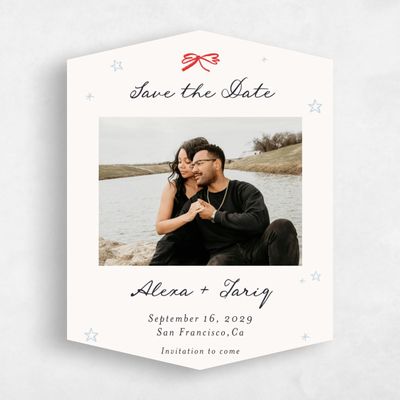 Beige Diamond Wedding Save the Date - Moire Photo