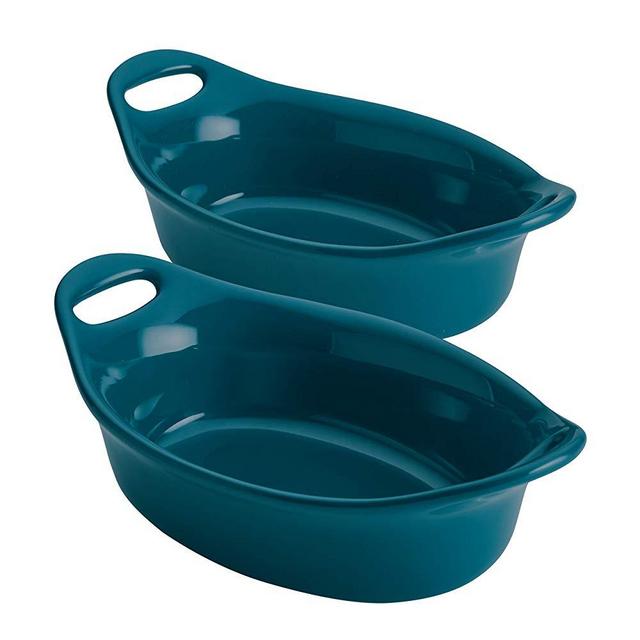 Rachael Ray 47853 2-Piece Stoneware Au Gratin Set, Teal