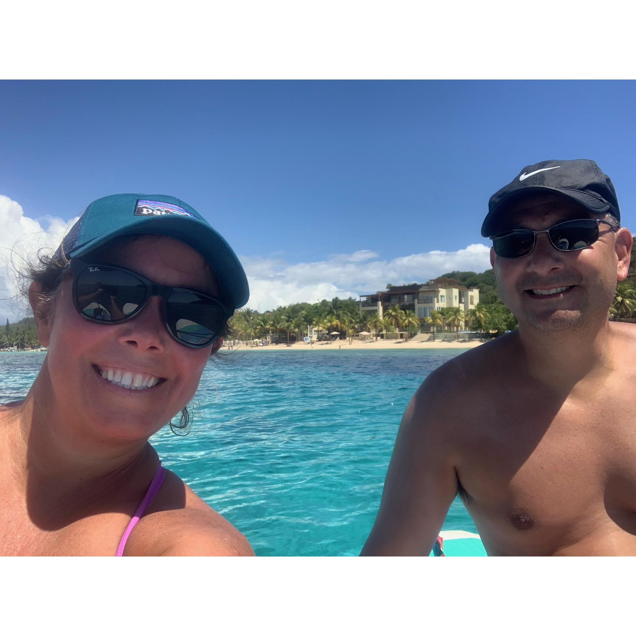 Paddle boarding in Roatan.