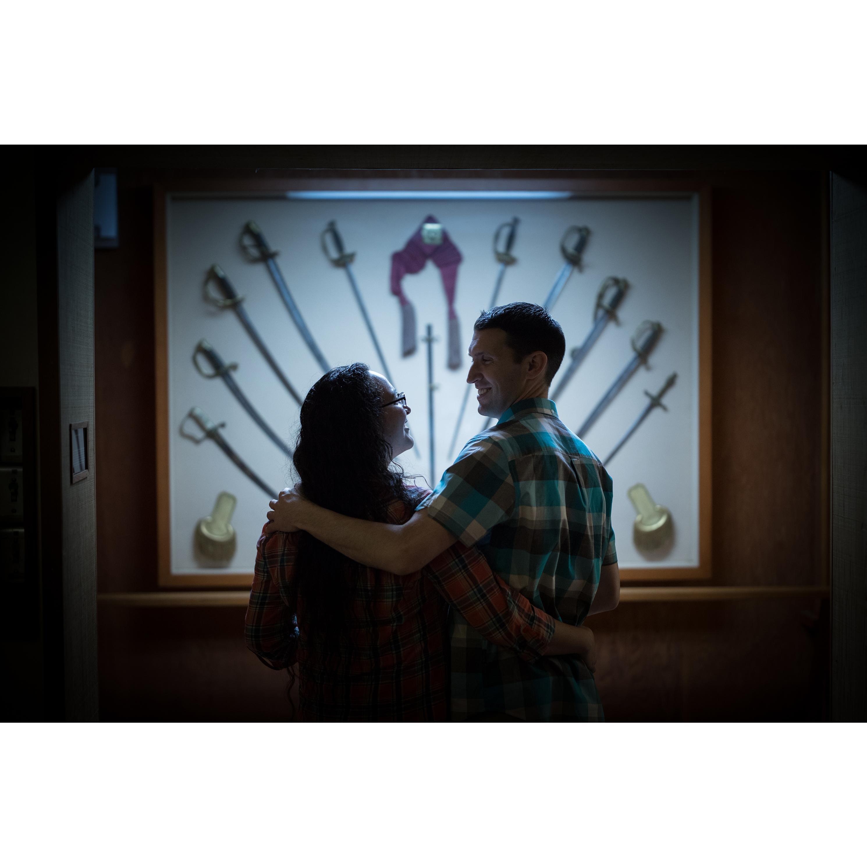 We both happen to love swords.
Angela is more partial to Eastern style swords, while Ben enjoys the Western style blades.