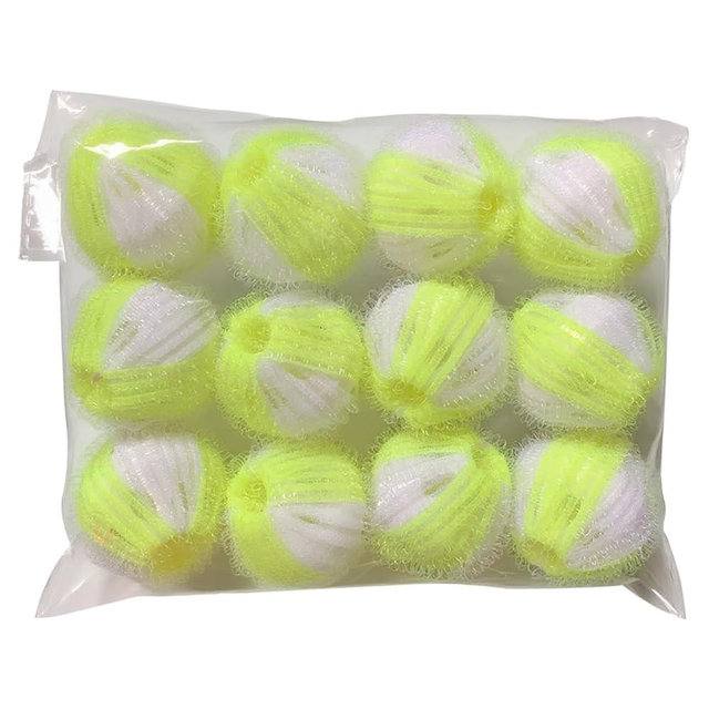 LUMINFLY Dog Hair Catcher Dryer Balls, 12 Pcs Automatic Laundry Pet Hair Remover, 1.4 in/3.5Cm Plastic Mustard and White, Easy Use, Various Clothing Suitable, High Durability
