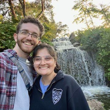 Our first date to the Chicago Botanical Gardens (Who knew we both loved bridges!)