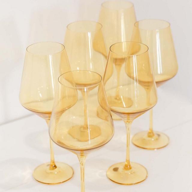 Estelle Colored Stemware Glass, Yellow, Set of 6