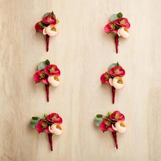 Very Vibrant Faux Boutonniere, Set of 6