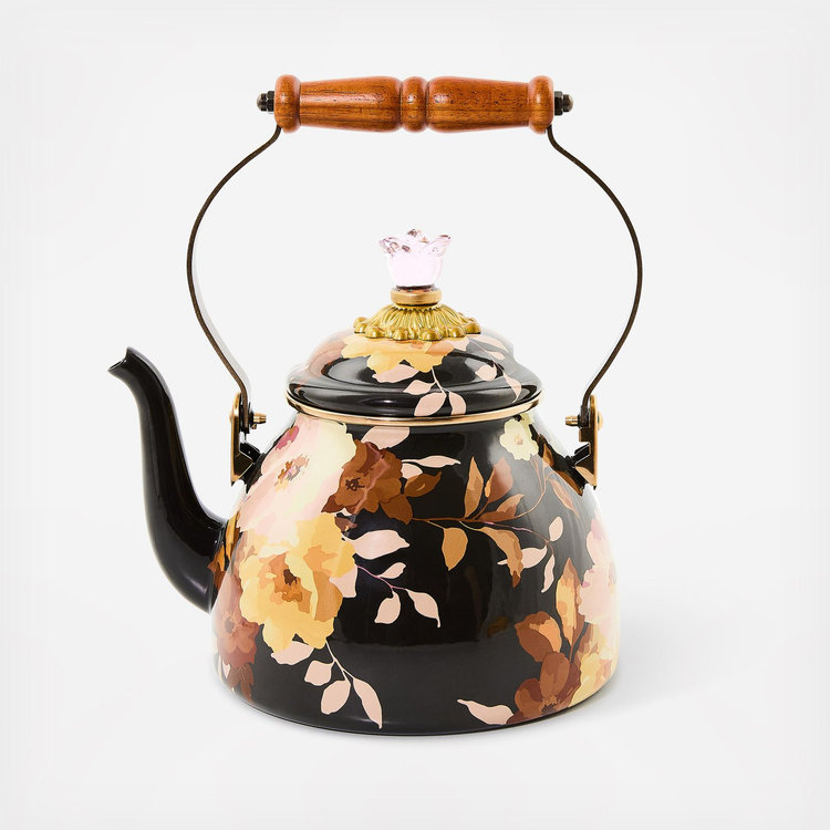 MacKenzie-Childs, Wild Rose Brown Stainless Steel Tea Kettle | Zola