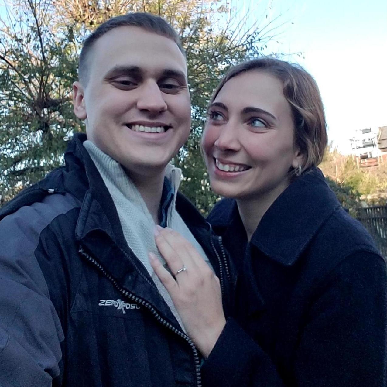 Here's a picture of us trying to figure out this whole "being engaged" thing.