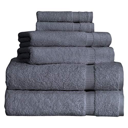 SALBAKOS Turkish Cotton Hotel & Spa Bath Towel Set, Pack of 6, Gray