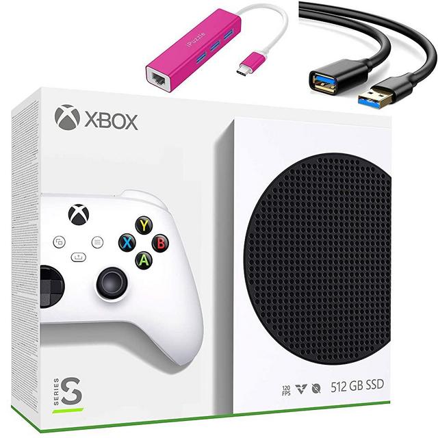 Microsoft Xbox Series S 512GB Game White All-Digital Console - 1 Xbox Wireless Controller - 1440p Gaming Resolution, 4K Streaming Media Playback, HDMI 2.1, iPuzzle Type-C HUB + 4Ft USB Extension Cable