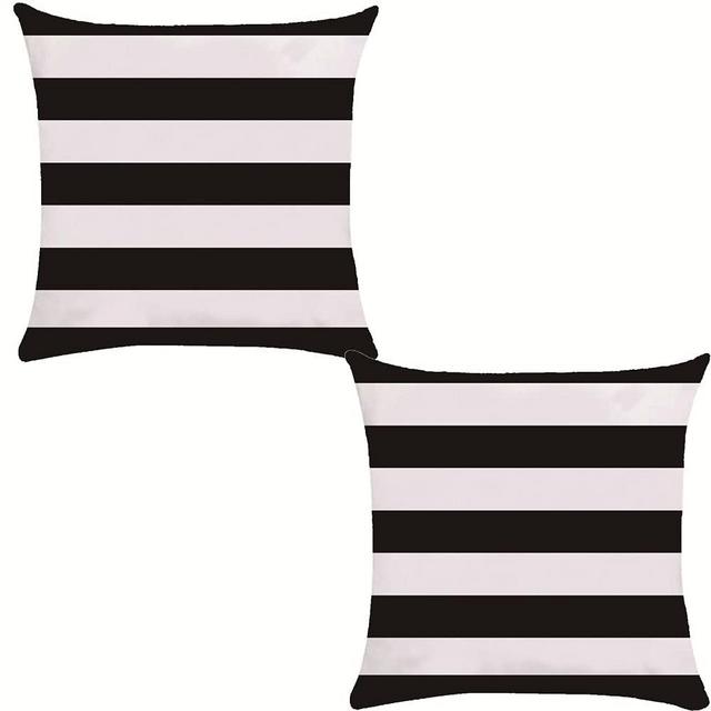 Outdoor Black and White Pillow Covers 18 x 18 Farmhouse Patio Black Stripe Pillow Cases Soft Microfiber Cushion Covers for Home Sofa Couch