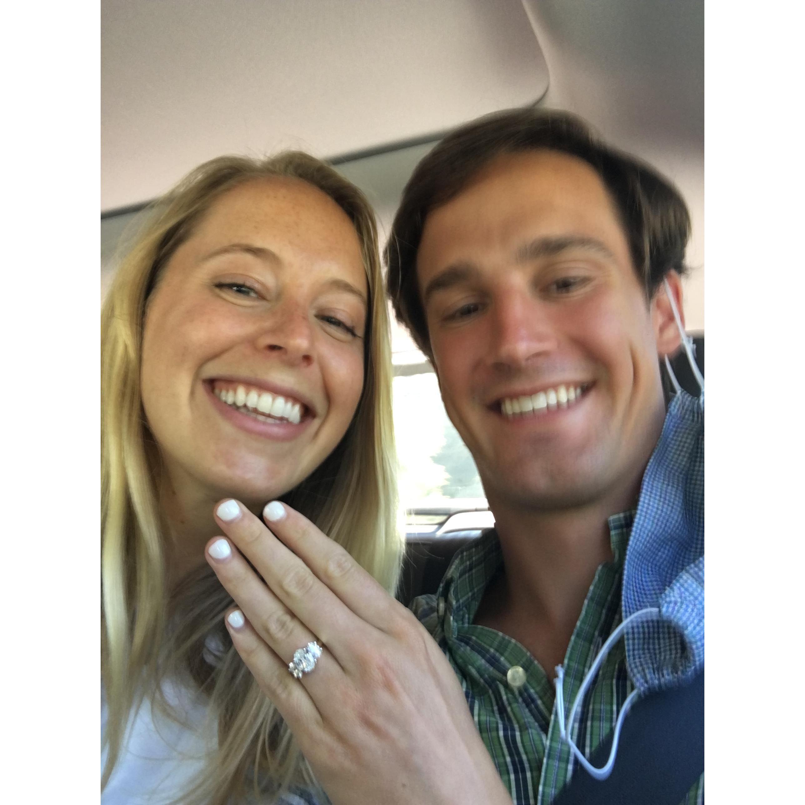 A blurry photo of when we got engaged in Asheville, NC