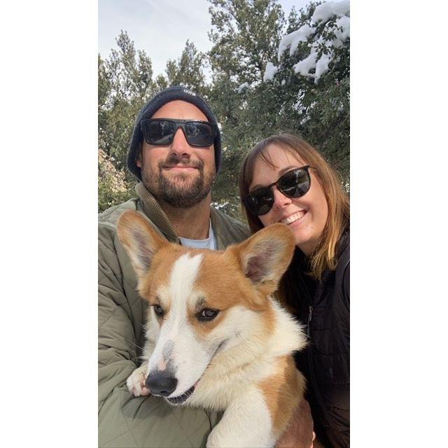 Becca and Mike's first picture together, and Wally's first time in the snow!