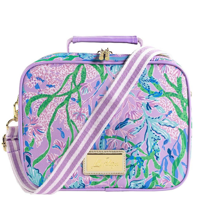 Lilly Pulitzer Insulated Lunch Box for Women, Cute Lunch Cooler Bag with Adjustable/Removable Shoulder Strap, Secret Escape