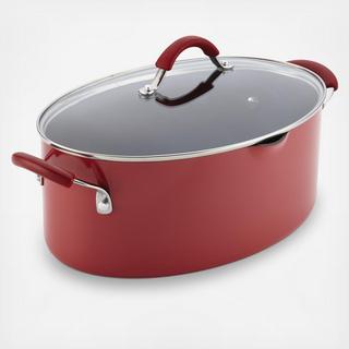 Cucina Nonstick Covered Oval Pasta Pot with Pour Spout