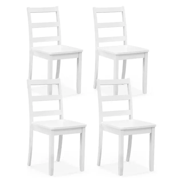Costway Dining Chairs Set of 4 Wood Dining Room Kitchen Side Chairs White