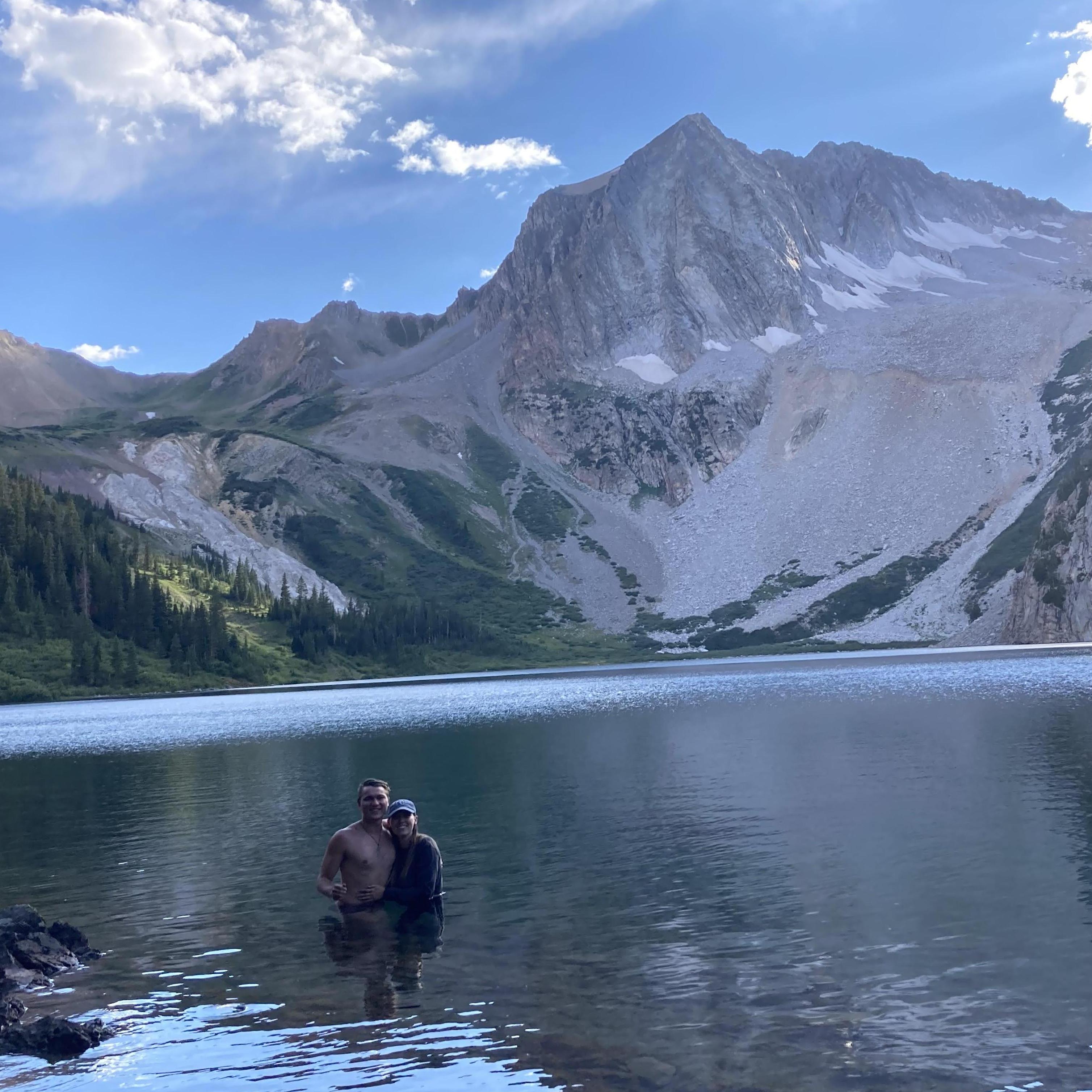 Took a refreshing dip while hiking the Four Pass Loop, 8/2020. I'm beyond lucky to have a partner who will jump into freezing lakes with me!