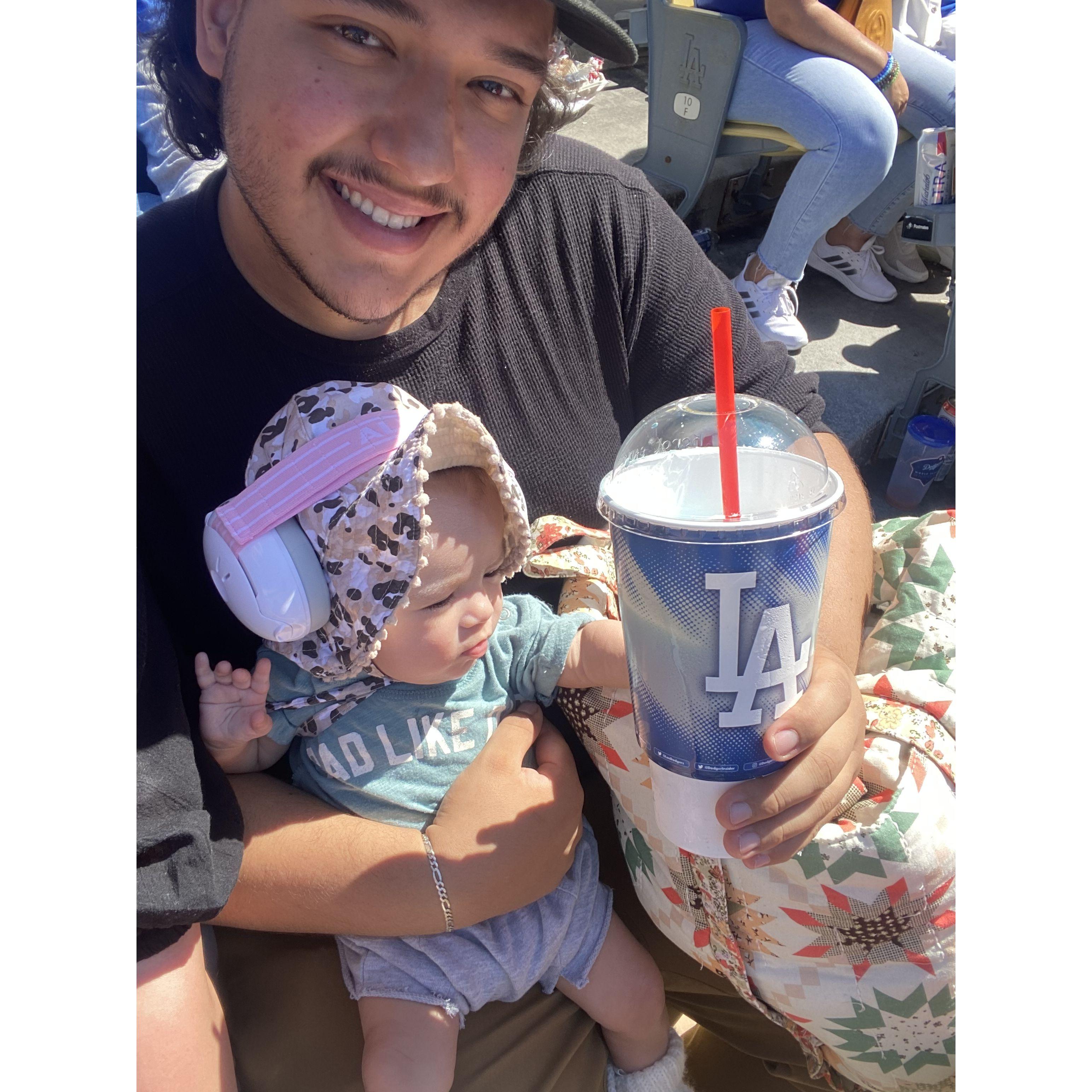 1st Father's Day! We surprised dada with a day to Dodger Stadium with beautiful seats!