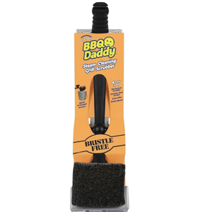 Scrub Daddy BBQ Daddy Grill Brush for Outdoor Grill - Bristle Free Grill Brush with Steel Grill Scraper + Scrub Brush - Temperature Controlled Scrubbing Power for Grill Cleaning (1 Count)