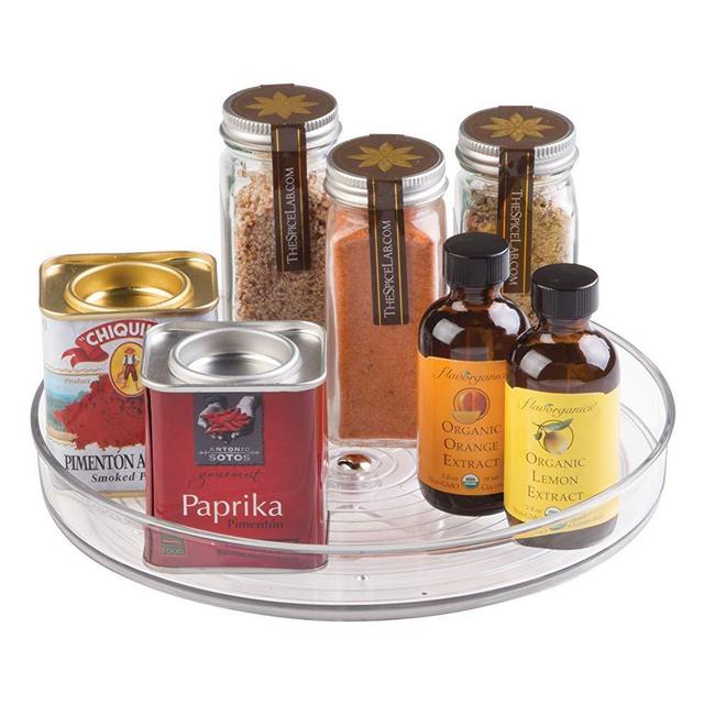 iDesign Linus Turntable Kitchen Organizer, Organization for Pantry, Countertop, Shelf, Table, Vanity, Bathroom, 9 Inches, Clear