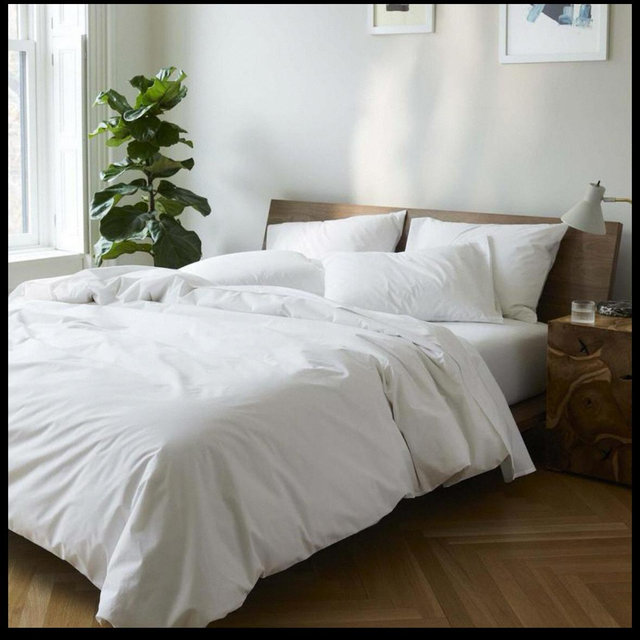 Classic Percale Duvet Cover- king size, stone striped pebble