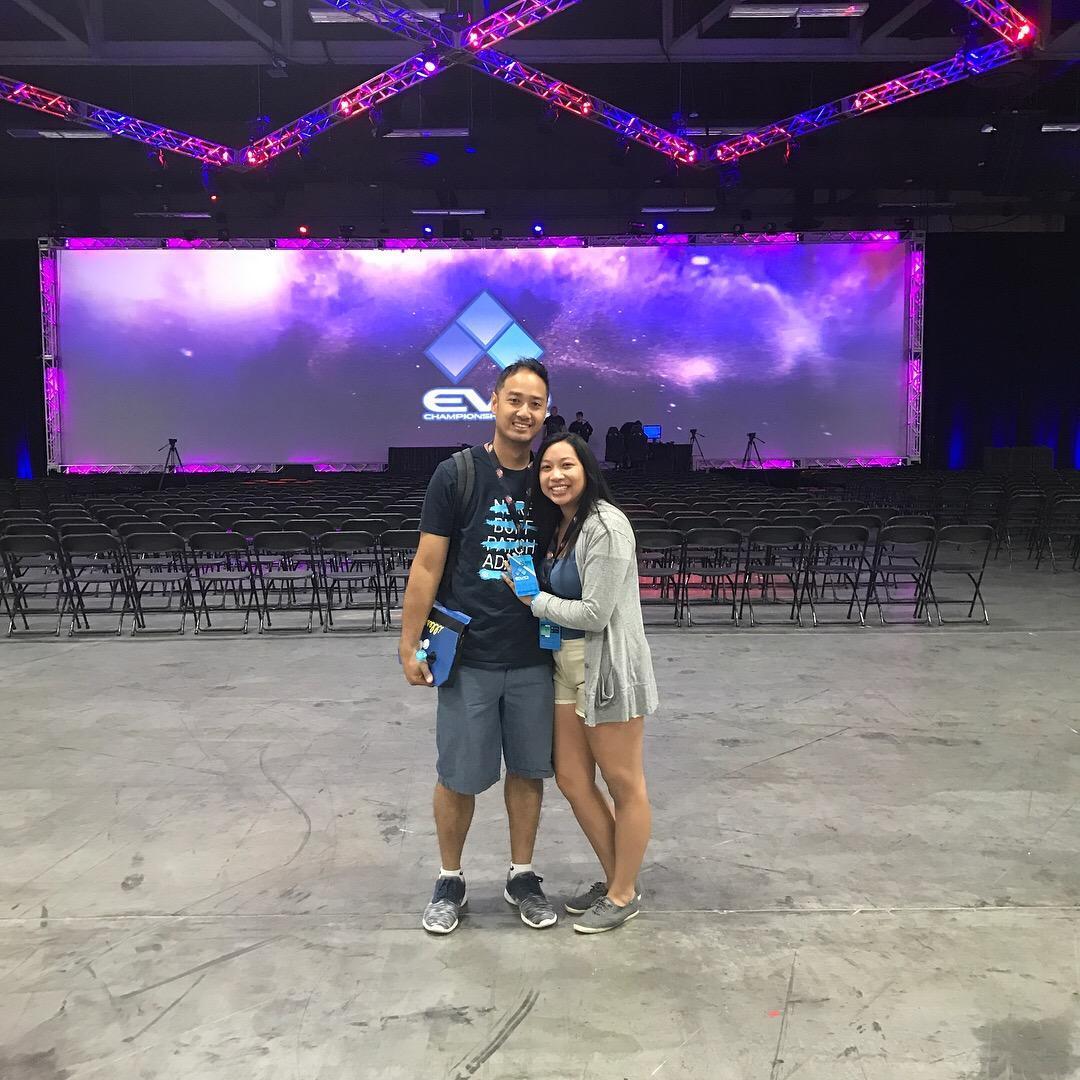 First day of EVO. What is EVO? Go to our home page to hear about our proposal! The badge is covering me ring, we wanted to keep the engagement to ourselves while enjoying the trip.