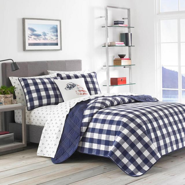 Full/Queen Lake House Plaid Quilt Set Blue - Eddie Bauer