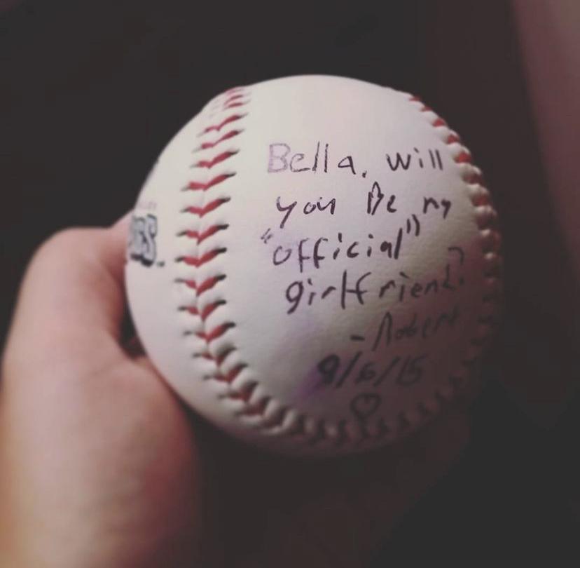 The baseball he gave me asking to be his gf