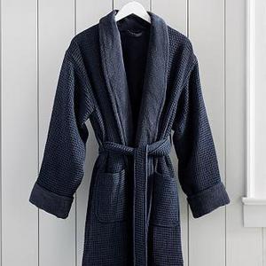 Waffle Weave Resort Robe - Navy - M