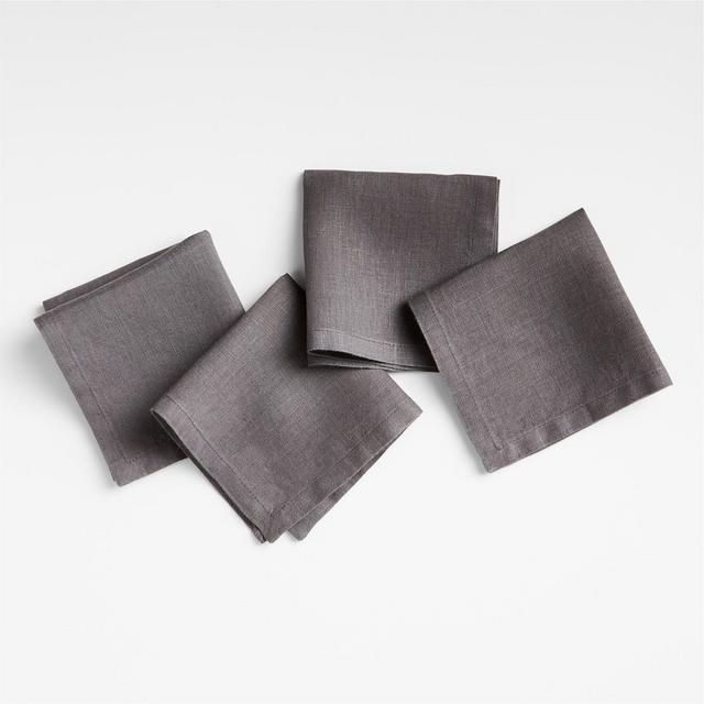 Marin Storm Grey Linen Cocktail Napkins, Set of 4