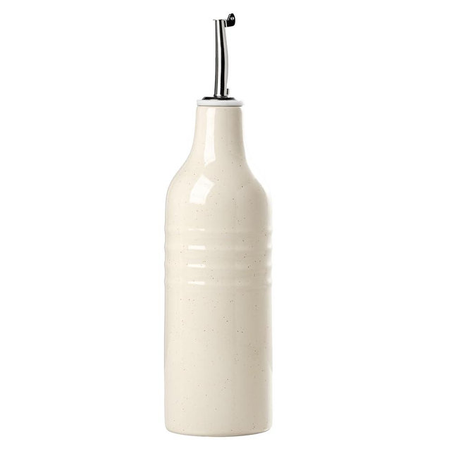 famiware Jupiter 16oz Ceramic Olive Oil Dispenser Bottle, 1 Piece Oil Dispenser for Kitchen with Stainless Steel Pourers, Suitable for Storage Vinegar, Soy Sauce, Coffee Syrup, Vanilla White