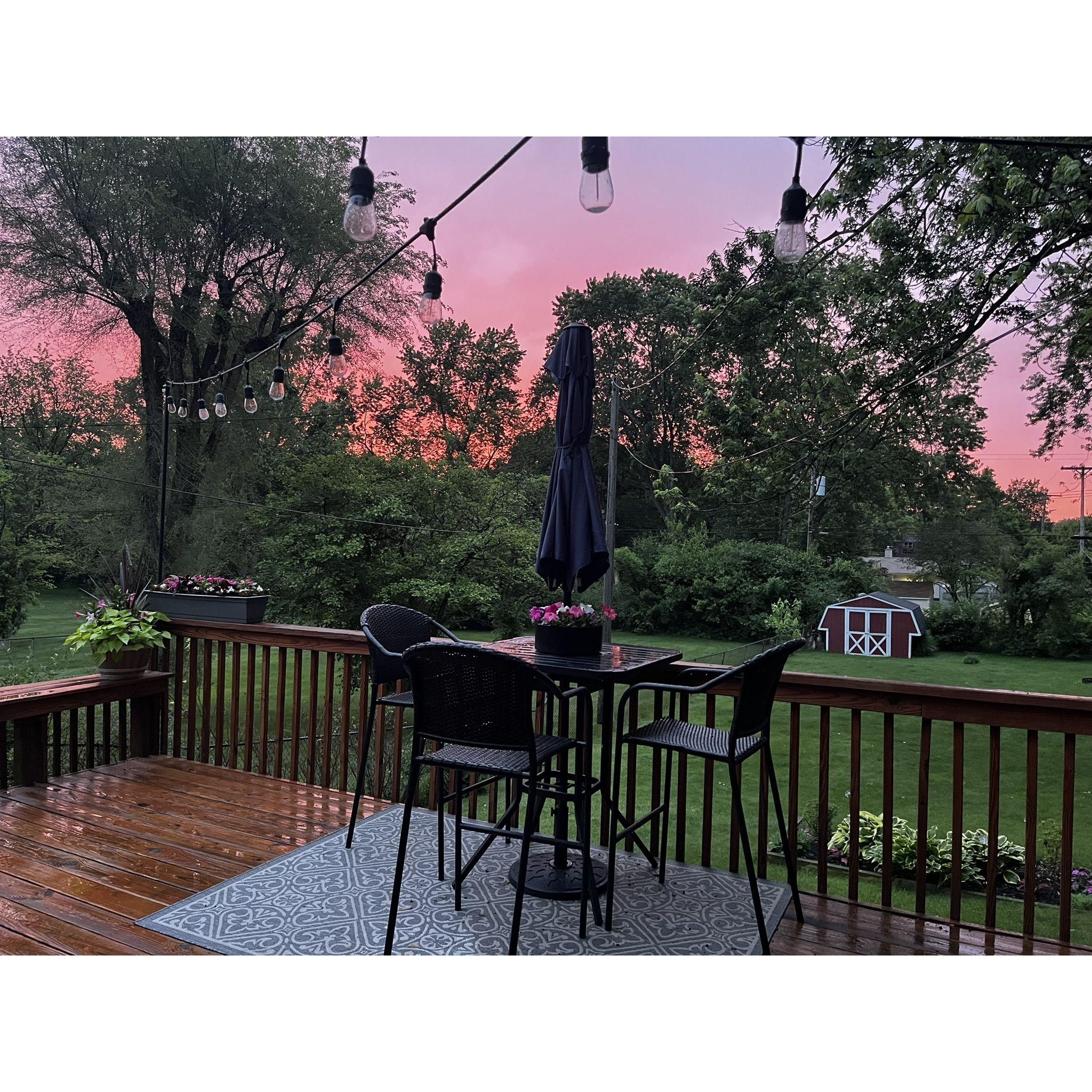 The little slice of backyard paradise that Arthur crafted for us.