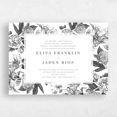 White Floral Wedding Invitation - Trèfle Landscape