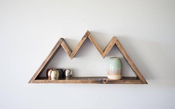 Wood Mountain Shelf, Geometric Wall Decor, Geometric Nursery, Bedroom Decor, Travel Present, Housewarming Gift, Wanderlust
