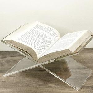 Red Co. Transparent Clear Acrylic Book Holder 2 Piece Reading Stand for Open and Closed Books, Magazines, Textbooks 6" x 11" x 6"
