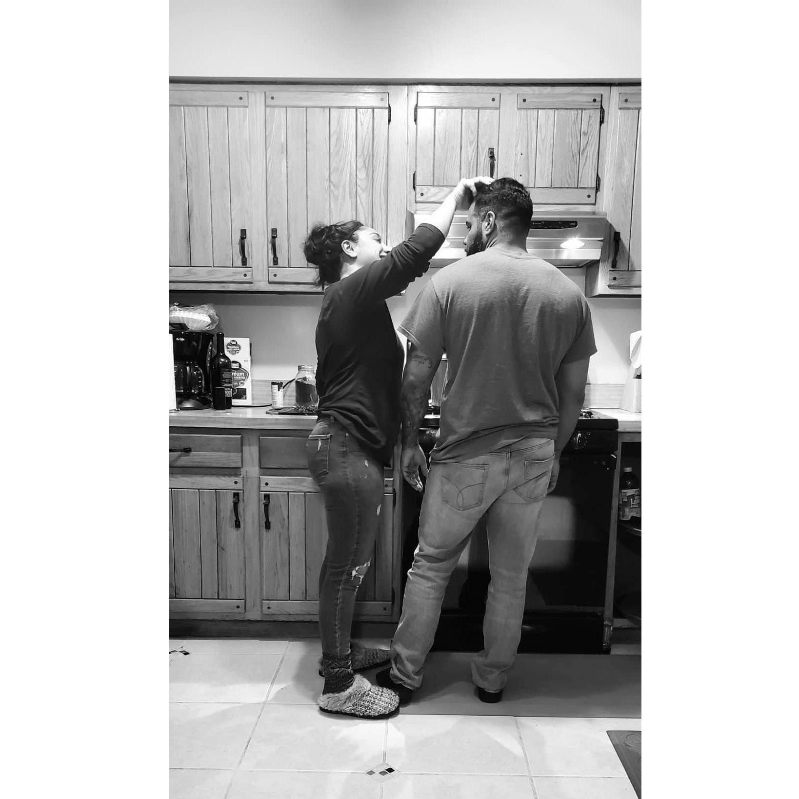 Matts, brother Jonathon took this picture discreetly   of us being our normal selves.