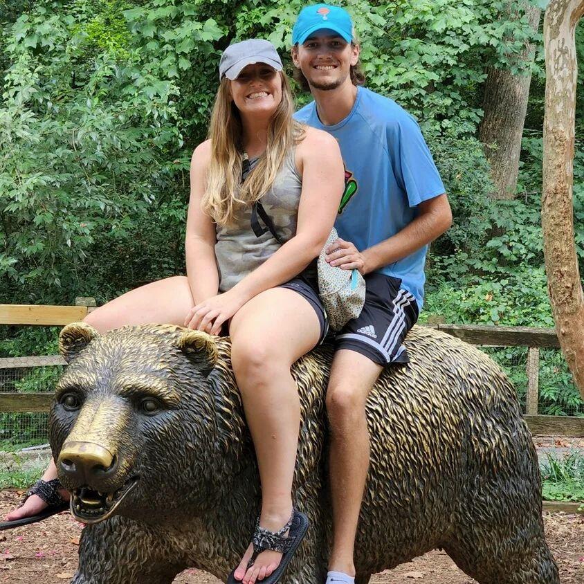 Our first ever photo together! We took a trip with Nick's mom and aunt to the Greenville Zoo where we snapped this unbearably cute photo!